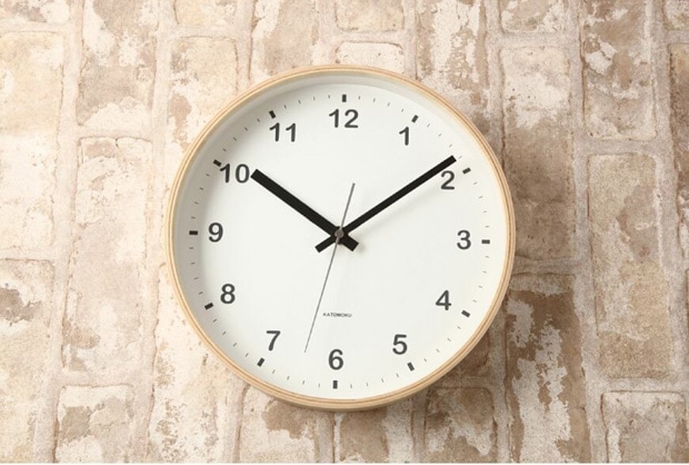 掛け時計 電波時計 木製 加藤木工 plywood wall clock M チュラル