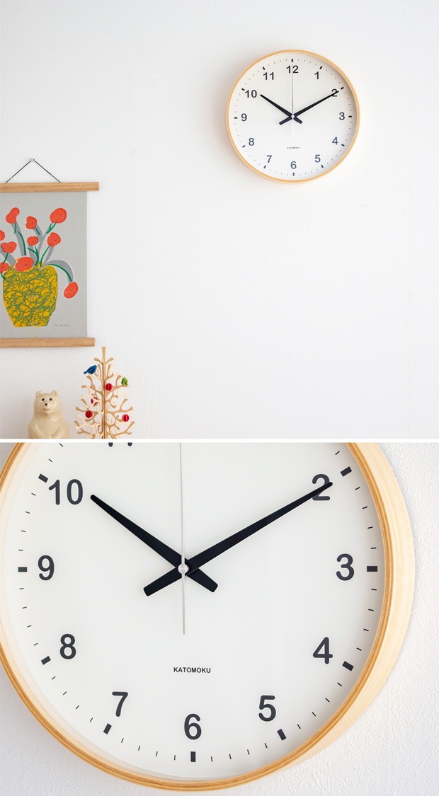 掛け時計 電波時計 木製 加藤木工 plywood wall clock L ナチュラル