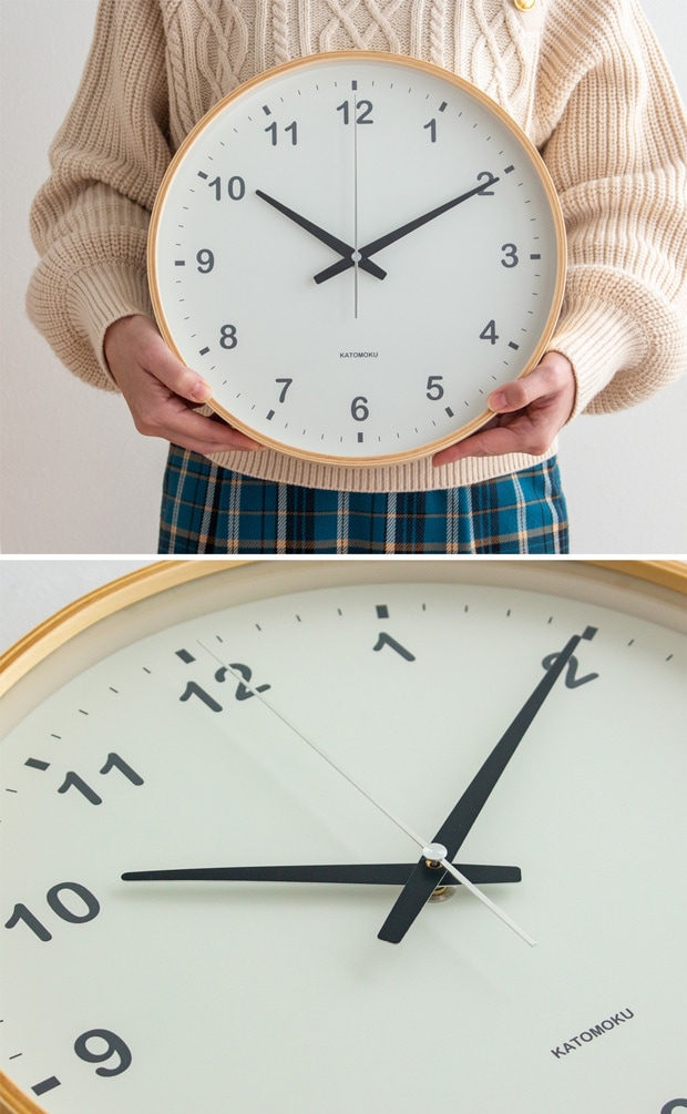 掛け時計 電波時計 木製 加藤木工 plywood wall clock L ナチュラル
