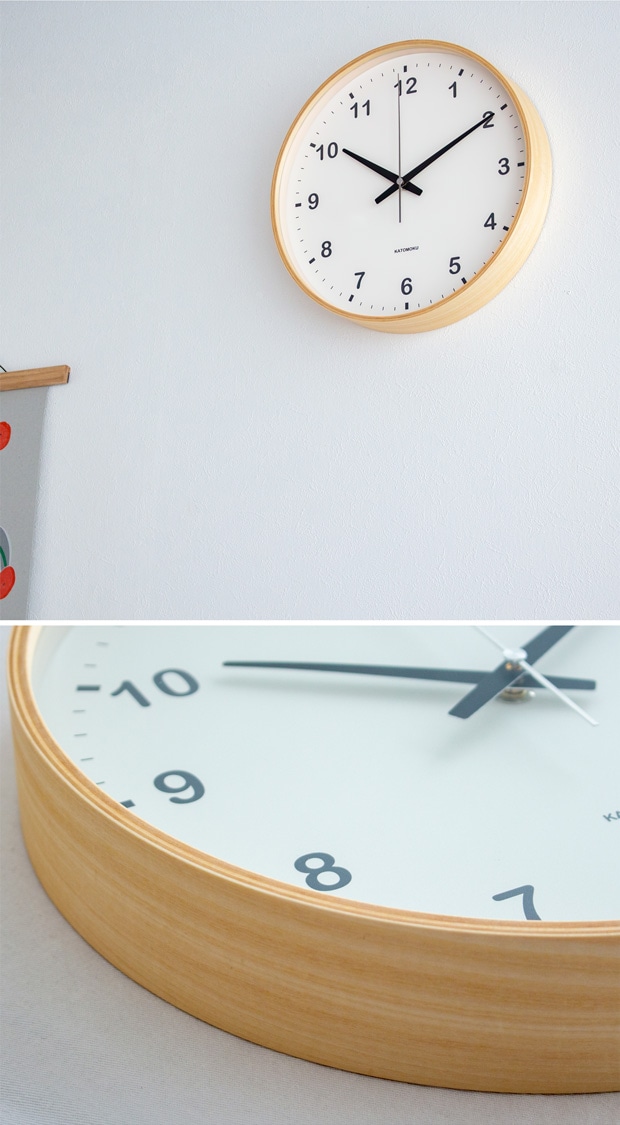 掛け時計 電波時計 木製 加藤木工 plywood wall clock L ナチュラル