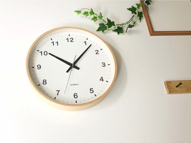 掛け時計 電波時計 木製 加藤木工 plywood wall clock L ナチュラル