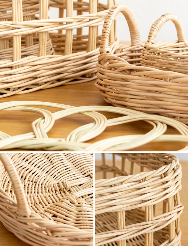 moily 蓋付きかご M ラタン 籐 天然 かご 収納かご 収納ボックス 洗える