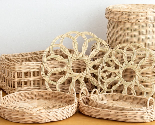 moily 蓋付きかご M ラタン 籐 天然 かご 収納かご 収納ボックス 洗える