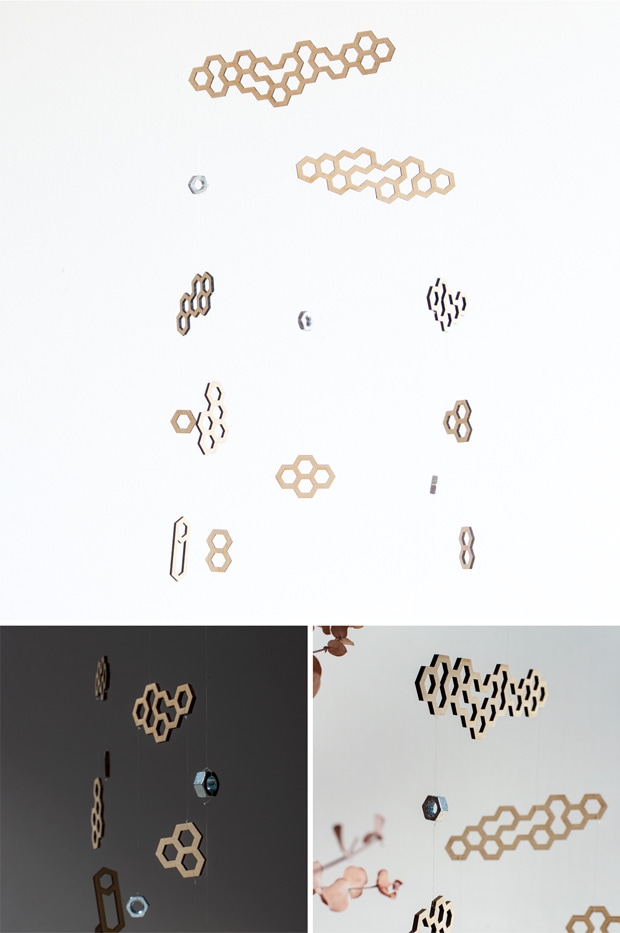 Sukima. スキマ モビール いわ 木製 岩のモビール ナチュラル 室内 建築