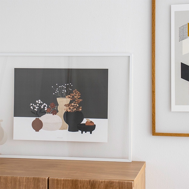 ポスター 30×40cm POTTERY AND FLOWERS (dark brown)