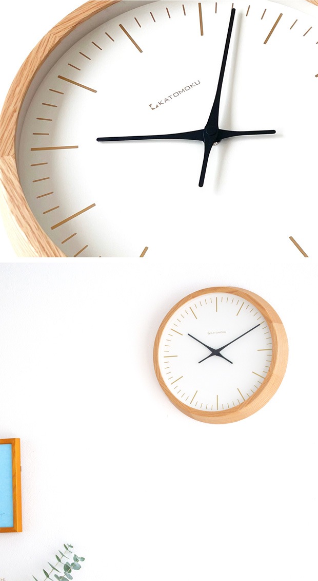 掛け時計 電波時計 木製 加藤木工 muku round wall clock 18 オーク