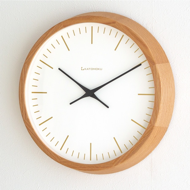 掛け時計 電波時計 木製 加藤木工 muku round wall clock 18 オーク