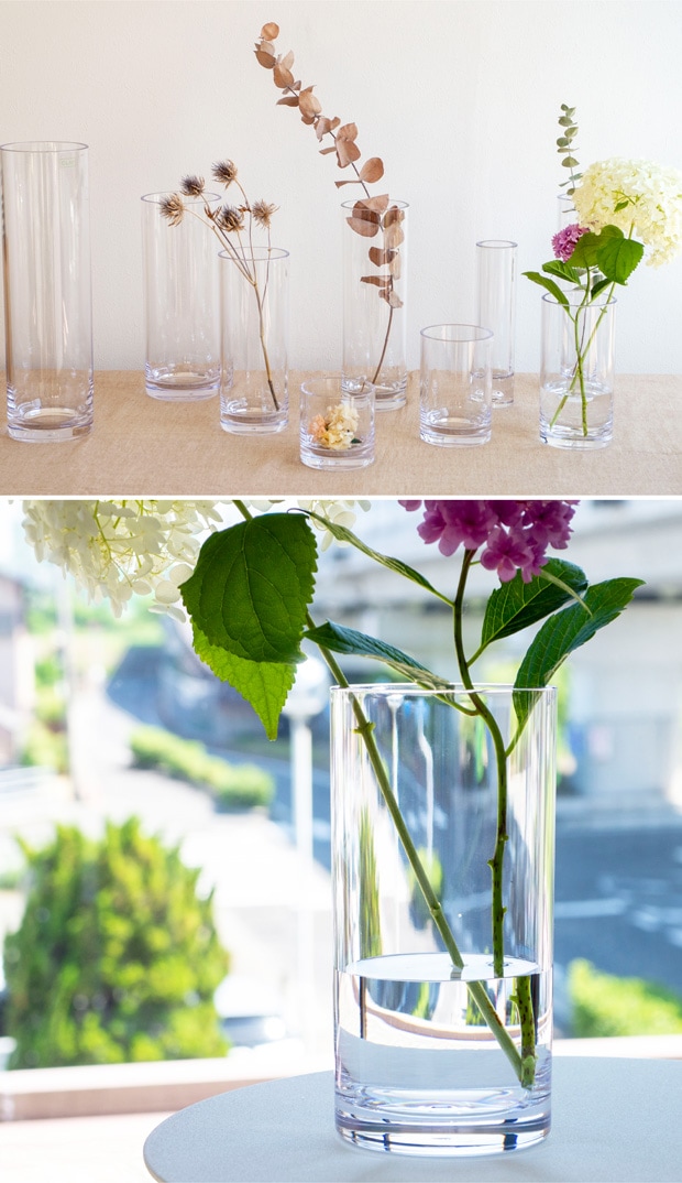 ポリカーボネート 花瓶 割れない 軽い 割れない花瓶 フラワーベース PC straight-R 高さ20cm 直径10cm CLAY クレイ