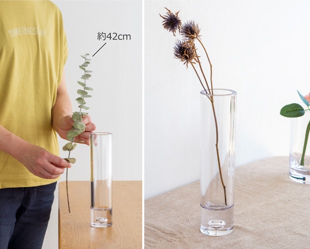ポリカーボネート 花瓶 割れない 軽い 割れない花瓶 一輪挿し 小さい フラワーベース PC cylinder 高さ24cm 直径6cm CLAY クレイ