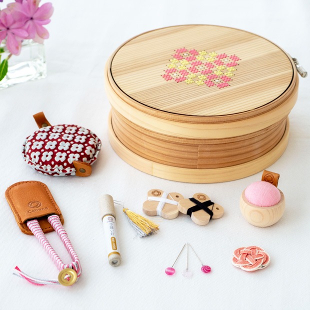 Cohana 曲げわっぱの道具箱 お裁縫セット 9点セット ギフト 日本製 Made in Japan コハナ KAWAGUCHI 裁縫道具 裁縫セット