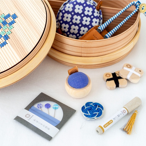 Cohana 曲げわっぱの道具箱 お裁縫セット 9点セット ギフト 日本製 Made in Japan コハナ KAWAGUCHI 裁縫道具 裁縫セット
