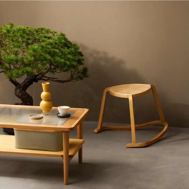 GUDEE ロッキングスツール スツール 椅子 おしゃれ シンプル 木製 竹 バンブー 籐 ラタン TRIRO Natural bamboo rocking stool GudeeLife　GUDEE