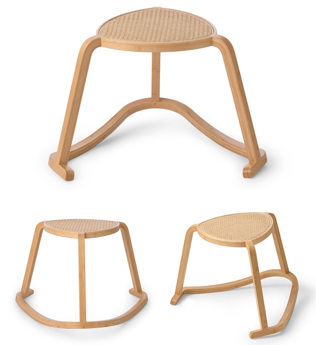 GUDEE ロッキングスツール スツール 椅子 おしゃれ シンプル 木製 竹 バンブー 籐 ラタン TRIRO Natural bamboo rocking stool GudeeLife　GUDEE