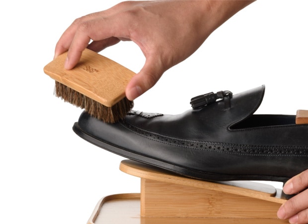 GUDEE シューケア収納ボックス 靴磨き 道具 収納 馬毛ブラシ付き 木製 竹 RICO Bamboo shoe shine valet box GudeeLife グディ グッディ　GUDEE