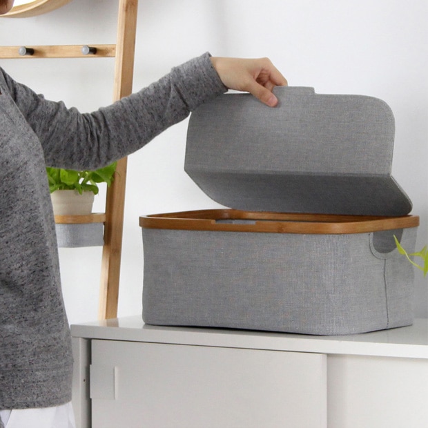 GUDEE 収納ボックス 収納カゴ ふた付き 長方形 折り畳み 収納 竹 バンブー 布 Akore-Storage basket with lid Rect GudeeLife