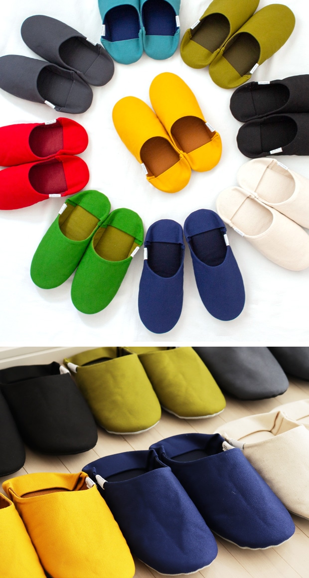 ABE HOME SHOES 帆布バブーシュ Lサイズ 25～27cm ルームシューズ 室内履き 無地 日本製 来客用 レディース メンズ 大人用