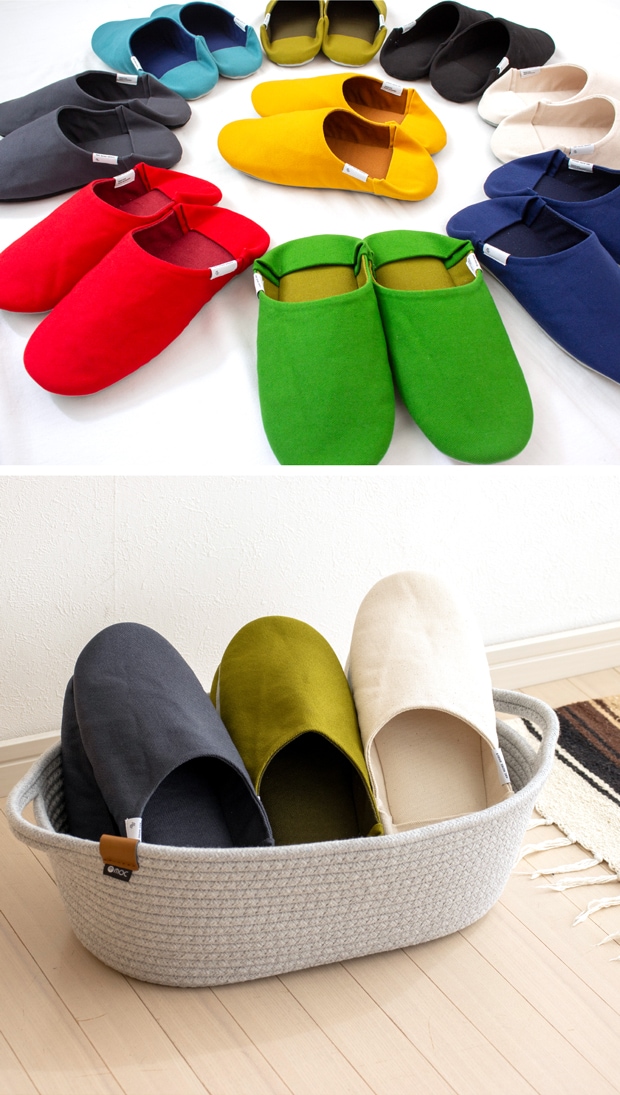 ABE HOME SHOES 帆布バブーシュ Lサイズ 25～27cm ルームシューズ 室内履き 無地 日本製 来客用 レディース メンズ 大人用