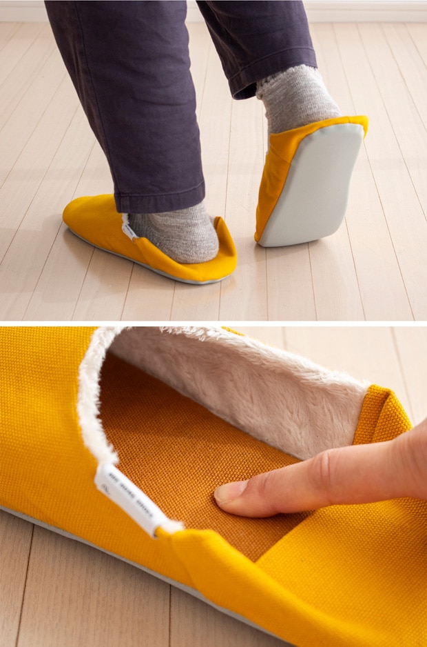 ABE HOME SHOES 帆布バブーシュ ＋ ボア Mサイズ 23～25cm 冬用 ルームシューズ スリッパ 無地 日本製 レディース メンズ 大人用 阿部産業