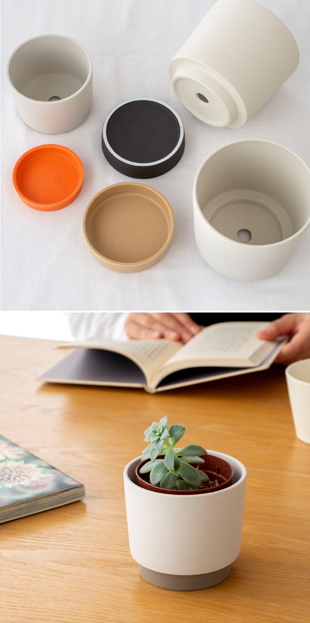 プランターポット 植木鉢 直径9.5cm プランター 小型 陶磁器 ground grip pot S 晋山窯ヤマツ 日本製 美濃焼