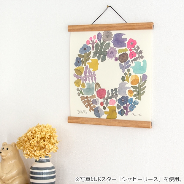 バーズワーズ ポスター フレーム付き 30 bouquet ブーケ 木製 正方形 30×30cm ポスターフレーム 鳥 花 アートポスター 伊藤利江 BIRDS' WORDS