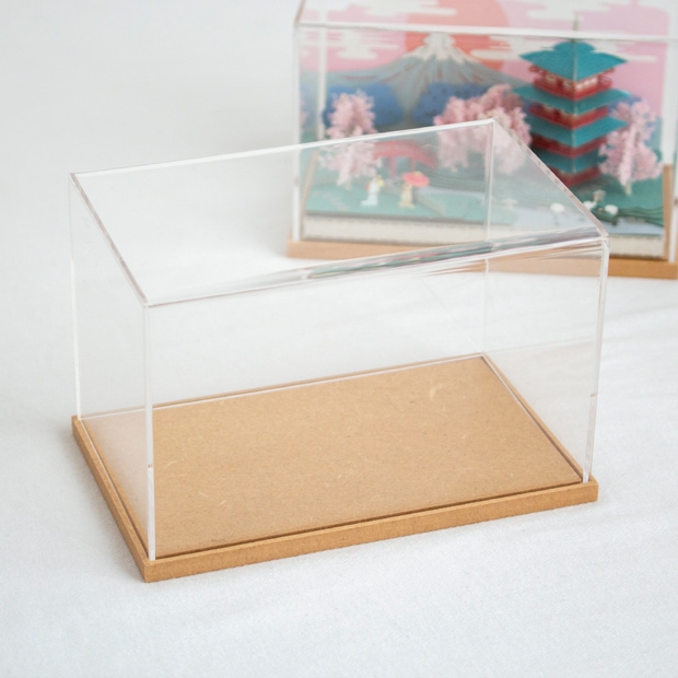 アクリルケース W133×D82×H82mm 木製 アクリルディスプレイボックス コレクションケース フィギュアケース 紙風景 Jeantopia ジントピア