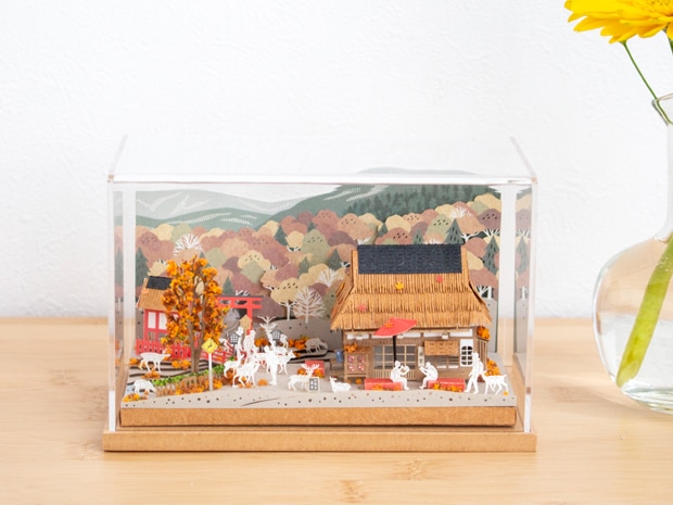 アクリルケース W133×D82×H82mm 木製 アクリルディスプレイボックス コレクションケース フィギュアケース 紙風景 Jeantopia ジントピア