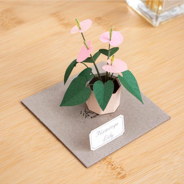 ペーパークラフト キット フラミンゴリリー ミニチュア 紙製 植物 紙風景 紙の風景 Flamingo Lily Jeantopia ジントピア