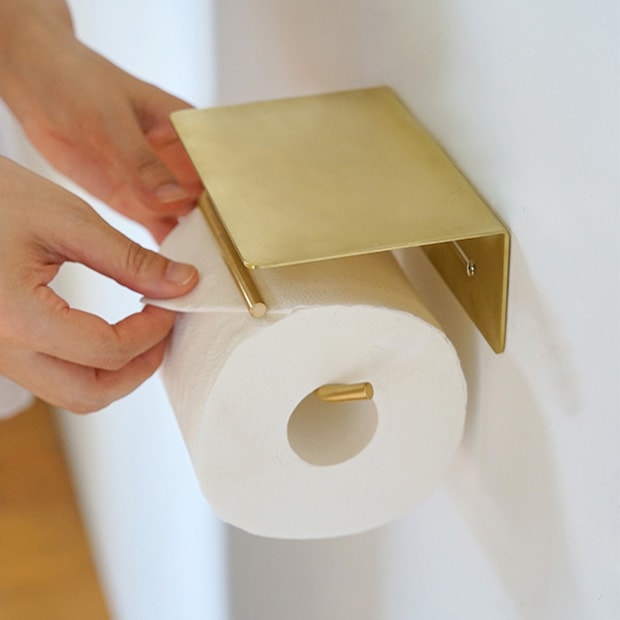 put ペーパーホルダー ブラス トイレットペーパーホルダー シングル 棚付 真ちゅう 真鍮 インテリア雑貨 AXCIS アクシス