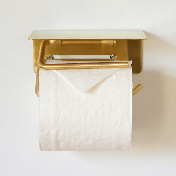 put ペーパーホルダー ブラス トイレットペーパーホルダー シングル 棚付 真ちゅう 真鍮 インテリア雑貨 AXCIS アクシス