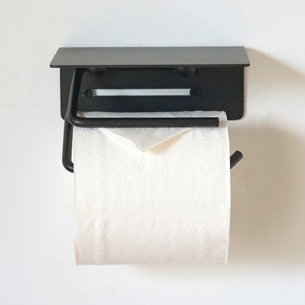 put ペーパーホルダー アイアン トイレットペーパーホルダー シングル 棚付 鉄 ブラック インテリア雑貨 AXCIS アクシス