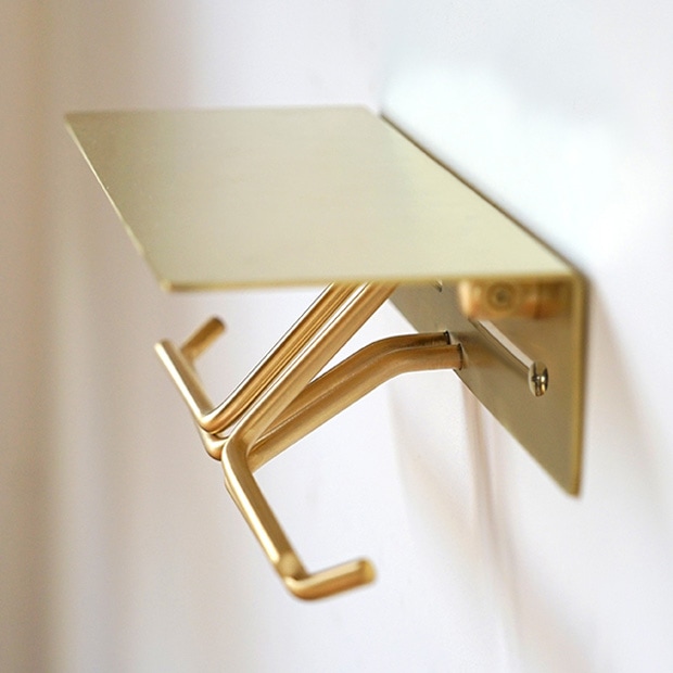 put ペーパーホルダー ダブル ブラス トイレットペーパーホルダー 2連 棚付 真ちゅう 真鍮 インテリア雑貨 AXCIS アクシス