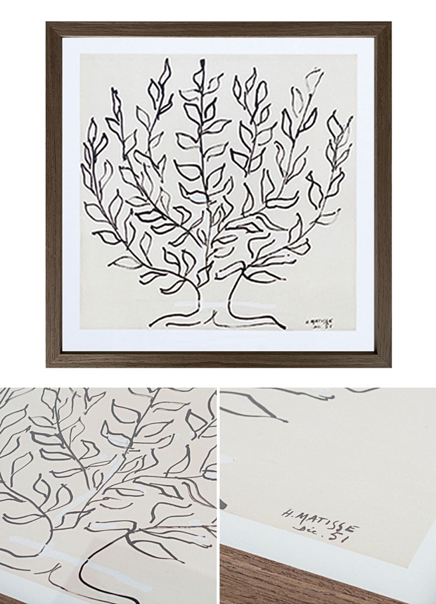 ポスター フレーム付き Le platane S 37.5×37.5cm 木製 正方形 ポスターフレーム プラタナス 低木 アートポスター Henri Matisse アンリ・マティス bicosya 美工社