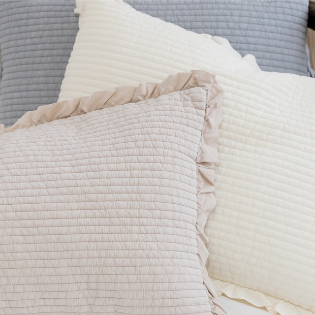 イブル 枕カバー フリル付き 43×63cm オーガニックコットン 8182 韓国イブル 洗える 丸洗い Striped ibul ストライプイブル