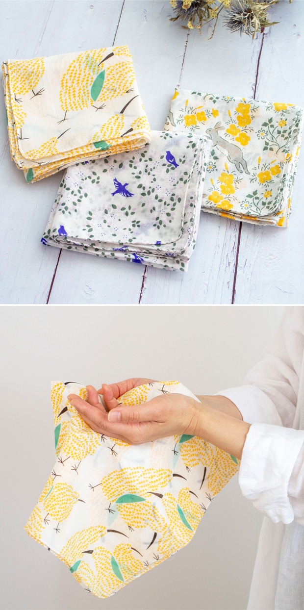 ハンカチ インド綿 ブロックプリントハンカチ 54×54cm 大判 おしゃれ sotlight ソットライト POTPURRI ポトペリー キーウィ ウサギ 鳥