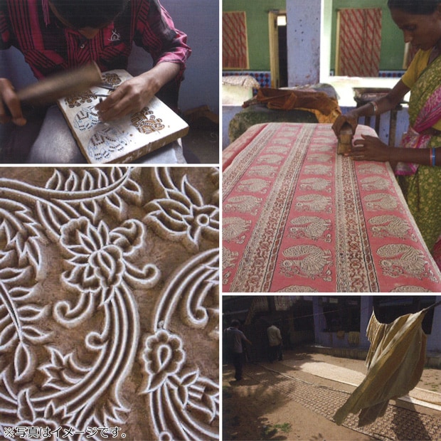 ハンカチ インド綿 ブロックプリントハンカチ 54×54cm 大判 おしゃれ sotlight ソットライト POTPURRI ポトペリー キーウィ ウサギ 鳥