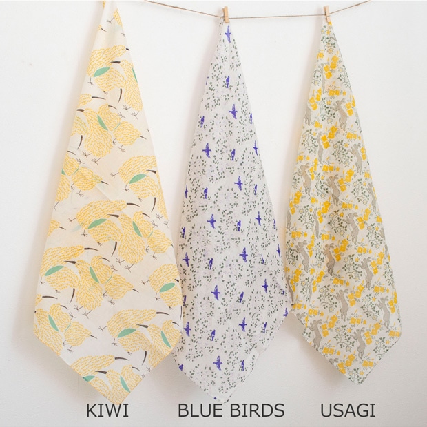 ハンカチ インド綿 ブロックプリントハンカチ 54×54cm 大判 おしゃれ sotlight ソットライト POTPURRI ポトペリー キーウィ ウサギ 鳥
