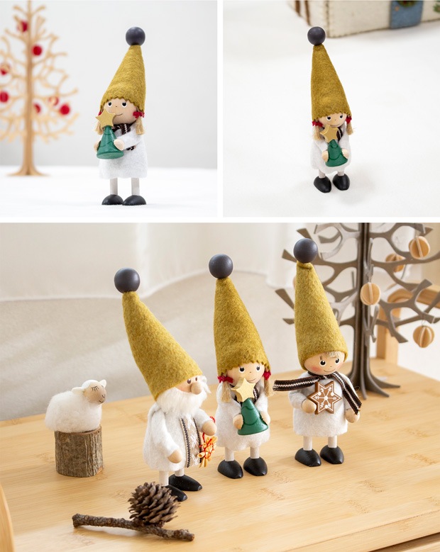 ノルディカニッセ 2024 新作 ツリーを持った女の子 Jule Hygge NORDIKA nisse クリスマス 雑貨 木製 人形 北欧 NRD120802