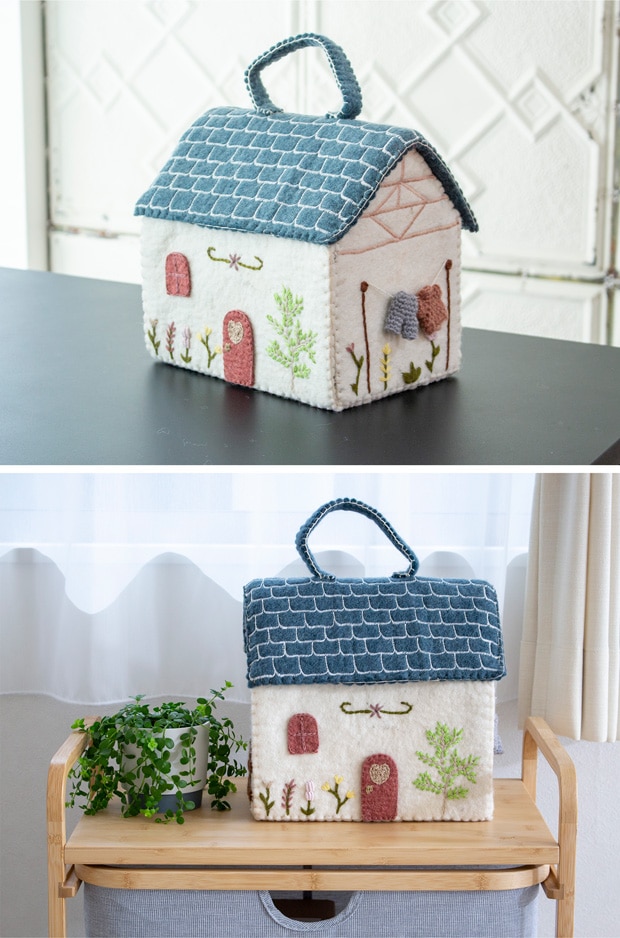 Gry&Sif ミニチュア ドールハウス 青い屋根 家 ミニチュアハウス フェルト 北欧 ハンドメイド フェアトレード グライアンドシフ