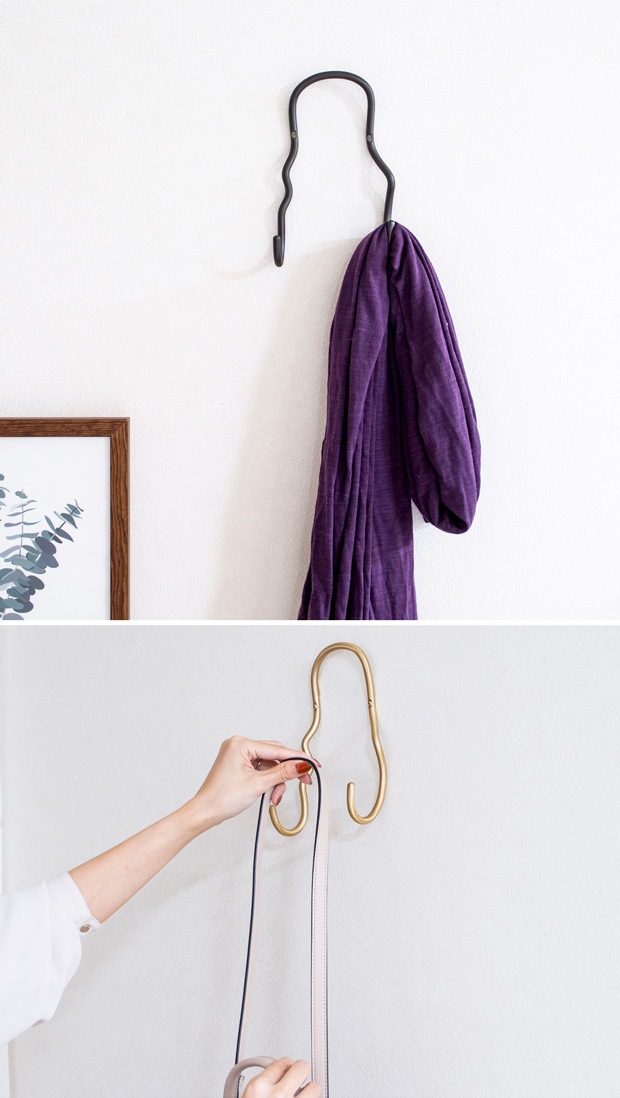 Ferm Living ファームリビング Curvature Double Hook カーバチュア ダブルフック ブラス ブラックブラス