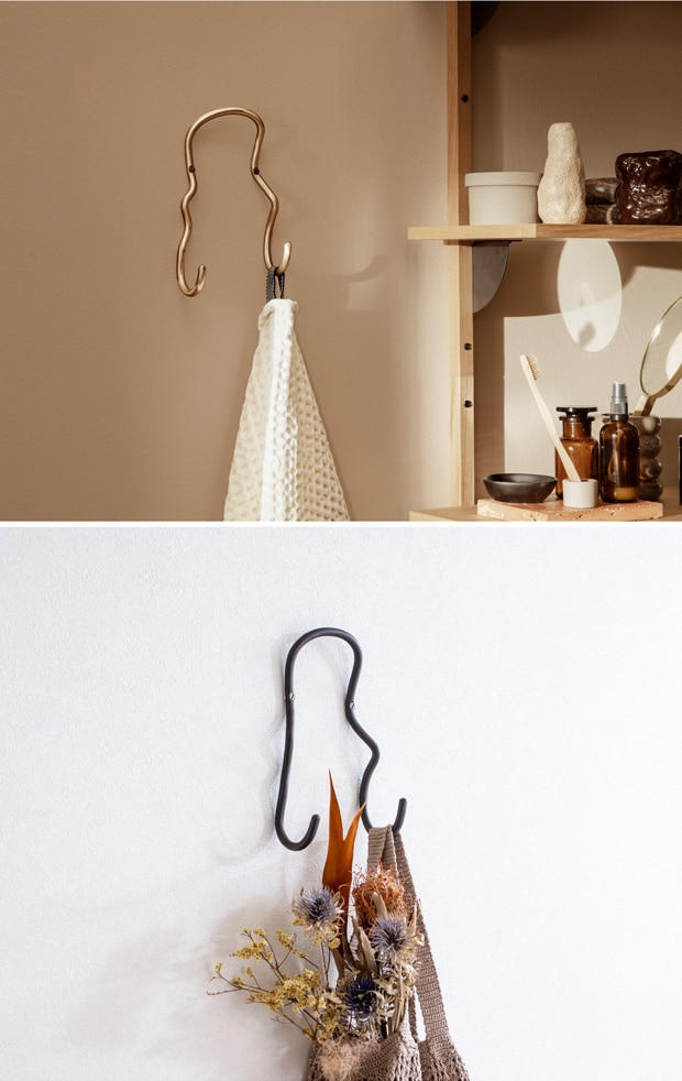 Ferm Living ファームリビング Curvature Double Hook カーバチュア ダブルフック ブラス ブラックブラス