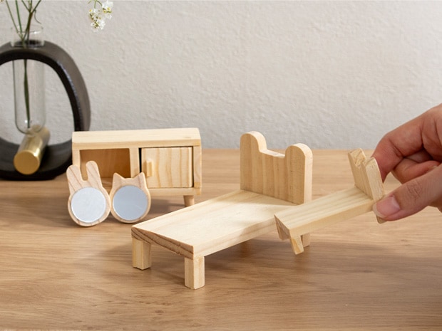 Lundby ミニチュア 木の家具セット ベッドルーム 1/18 家具 木製 北欧 寝室 棚 ルンドビー DIY BEDROOM SET
