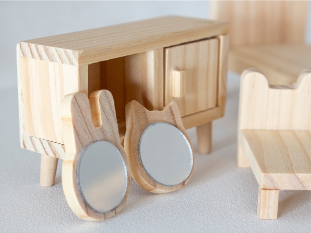 Lundby ミニチュア 木の家具セット ベッドルーム 1/18 家具 木製 北欧 寝室 棚 ルンドビー DIY BEDROOM SET