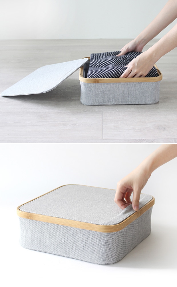 GUDEE 収納ボックス ふた付き 仕切りなし おしゃれ 折り畳み 収納カゴ 収納 竹 KIM Storage box with lid 1section GudeeLife　GUDEE