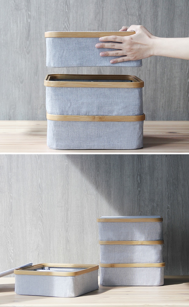 GUDEE 収納ボックス ふた付き 仕切りなし おしゃれ 折り畳み 収納カゴ 収納 竹 KIM Storage box with lid 1section GudeeLife　GUDEE