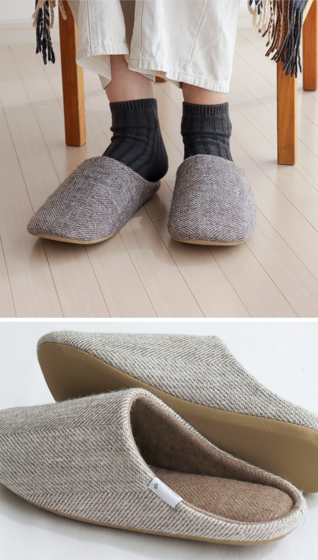 アベホームシューズ ABE HOME SHOES ウールホームシューズ M Mサイズ ルームシューズ スリッパ 無地 日本製