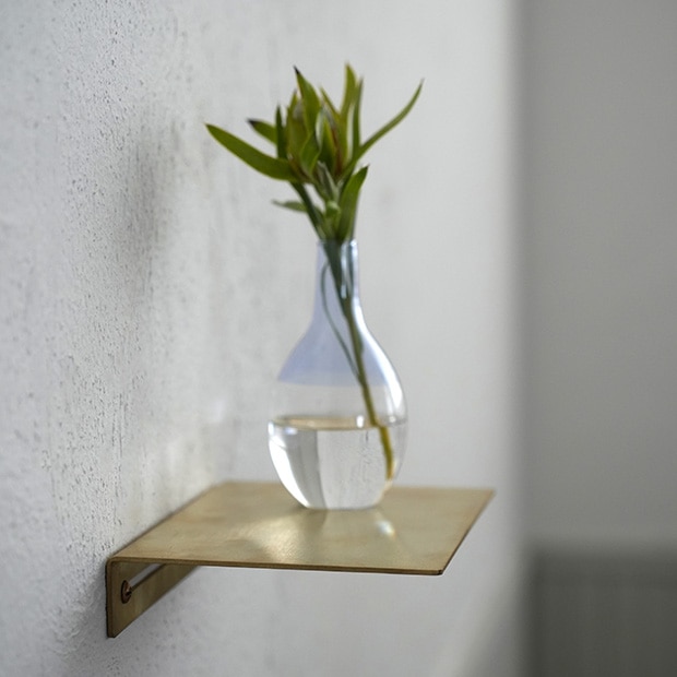 Brass Plate Shelf S ブラス ウォールシェルフ パーツ 壁付け棚 壁掛け棚、ディスプレイ棚 真ちゅう 真鍮 インテリア雑貨 AXCIS アクシス
