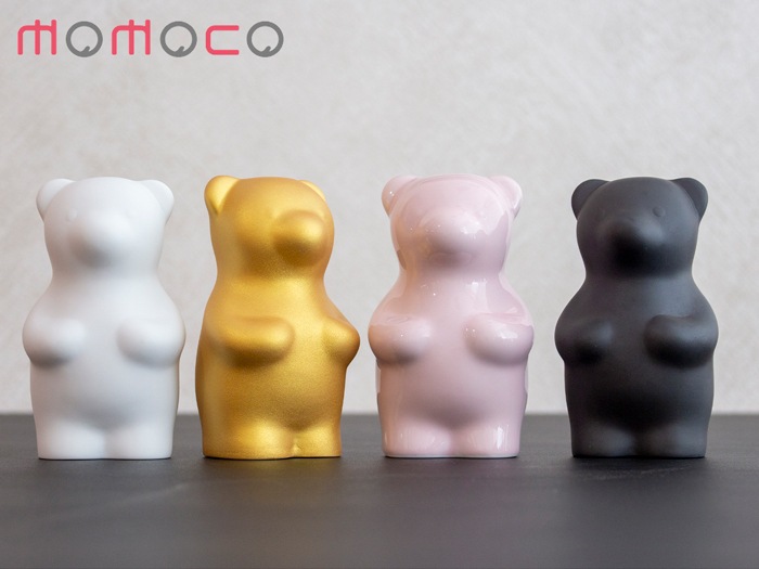 賞美堂本店 有田焼 くまフィギュア momoco bear モモコベア 熊 クマ 置物 オブジェ 白 黒 ピンク 金 インテリア 日本製