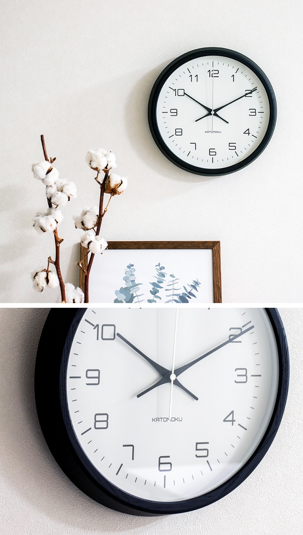 KATOMOKU muku round wall clock 11 ブラック