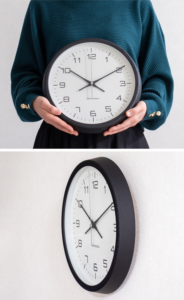 KATOMOKU muku round wall clock 11 ブラック