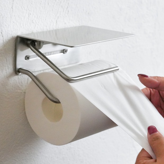 put ペーパーホルダー ステンレス トイレットペーパーホルダー シングル 棚付 鉄 ブラック インテリア雑貨 AXCIS アクシス